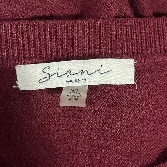 Siani Milano Burgundy Feather Sleeves Sweater Size XL - Picture 9 of 11